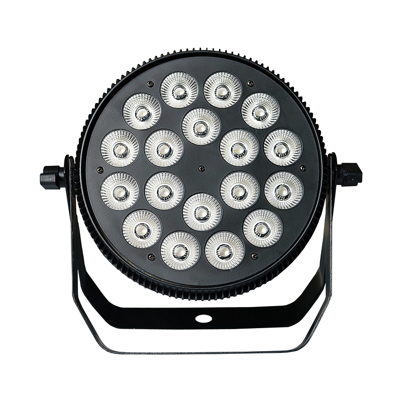Compact and powerful, the 18x12W LED Slim Par delivers vibrant, flicker-free lighting with dynamic color mixing and multiple DMX control modes for versatile live and video applications.