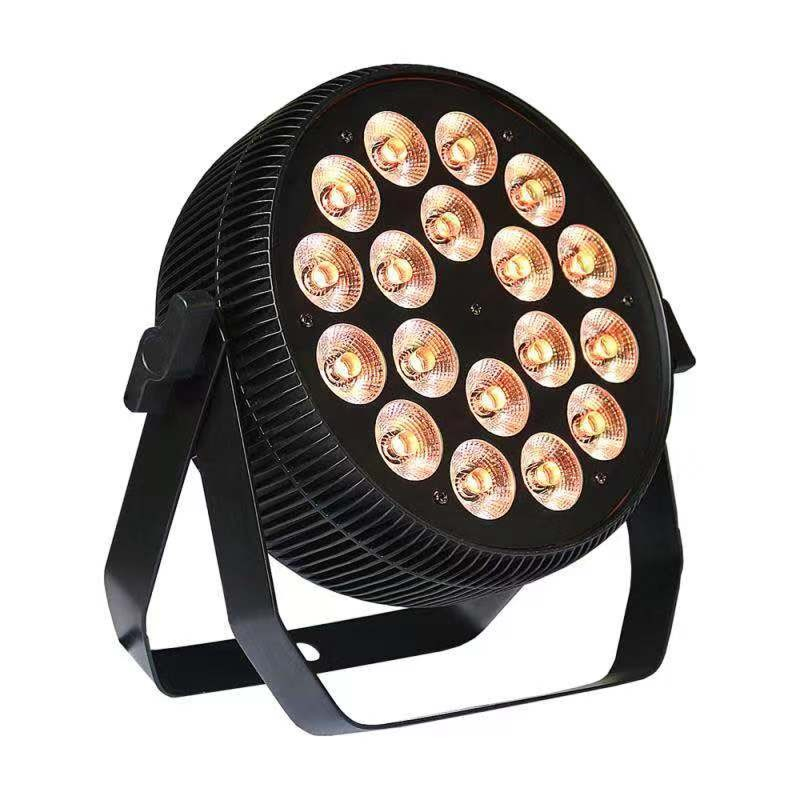 Compact and powerful, the 18x12W LED Slim Par delivers vibrant, flicker-free lighting with dynamic color mixing and multiple DMX control modes for versatile live and video applications.