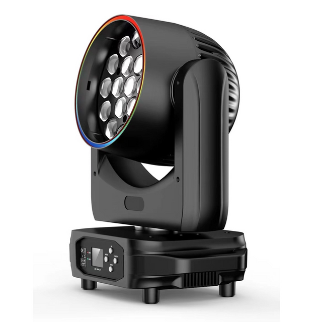 This angled front view shows a user interface LED screen with control buttons for menu navigation in the base along with both DMX and Err lights.