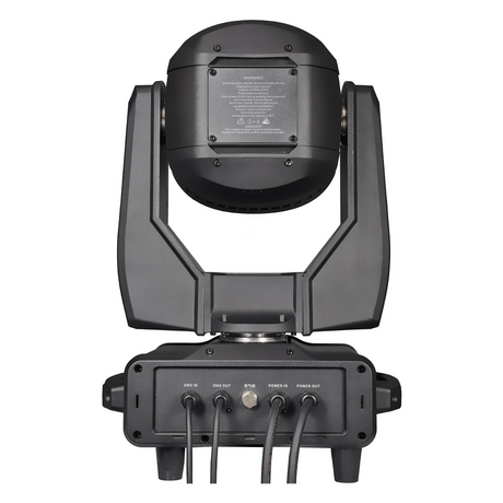 Rear view showing DMX and power in and out.