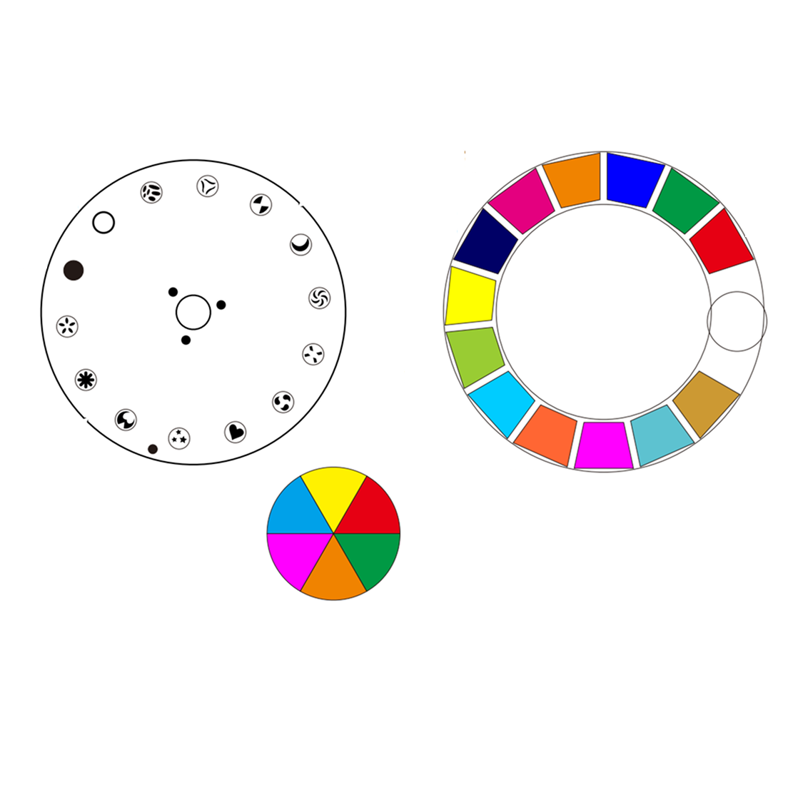 Color wheel and shapes.