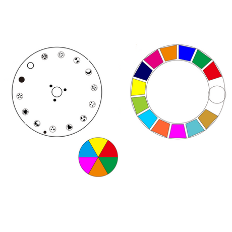 Color wheel and shapes.