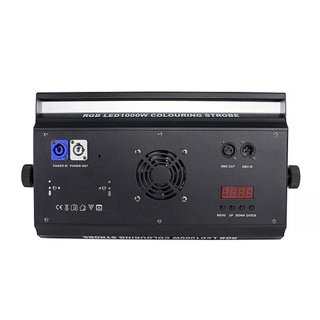 On the back of the unit is DMX input/output for control, powerCON or IEC for power, and segment control via standard lighting protocols for advanced pixel mapping and effect syncing.