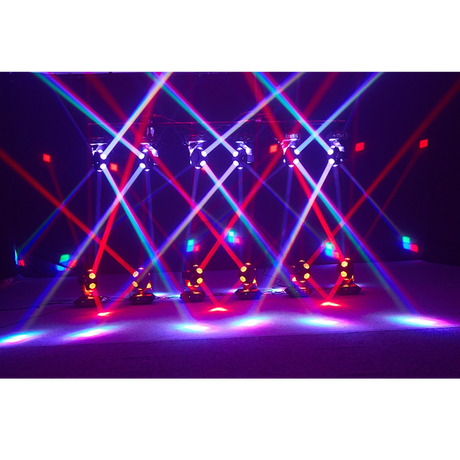 Multiple units with lights in criss cross pattern.