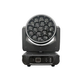 The front view has a user interface LED screen with control buttons for menu navigation in the base along with both DMX and Err lights.