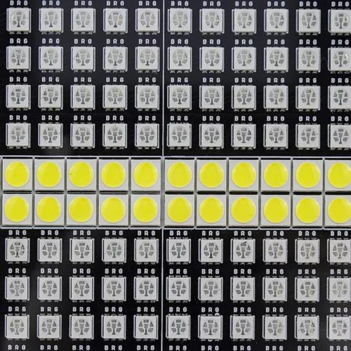 A close up section of the 864pcs 5050 tri-color LED lamp beads+96pcs white LED
