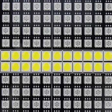 A close up section of the 864pcs 5050 tri-color LED lamp beads+96pcs white LED