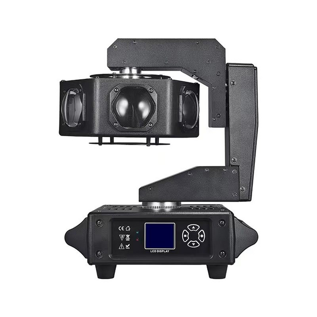 Front view horizontal head with a user interface LED screen with control buttons for menu navigation in the base along with both DMX and Err lights.