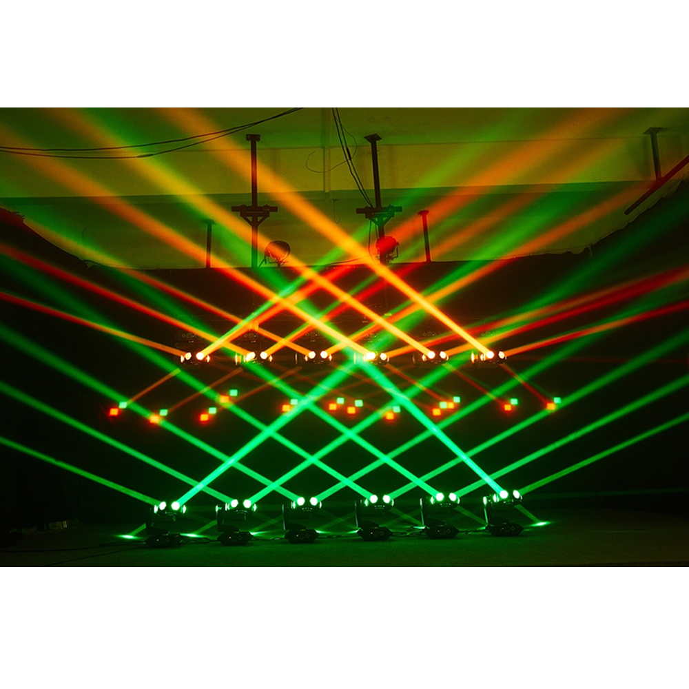 Multiple units in criss cross pattern with various colors.