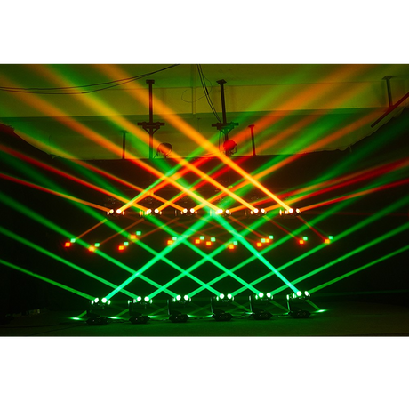 Multiple units in criss cross pattern with various colors.