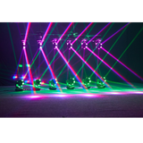 Multiple units in criss cross pattern with various colors.