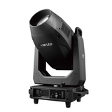 Front view delivers 24,000 lumens with CMY color mixing, dual gobo wheels, framing shutters, frost, iris, and smooth pan/tilt for high-performance, versatile lighting in a compact form. Controls and led screen in base of the unit.